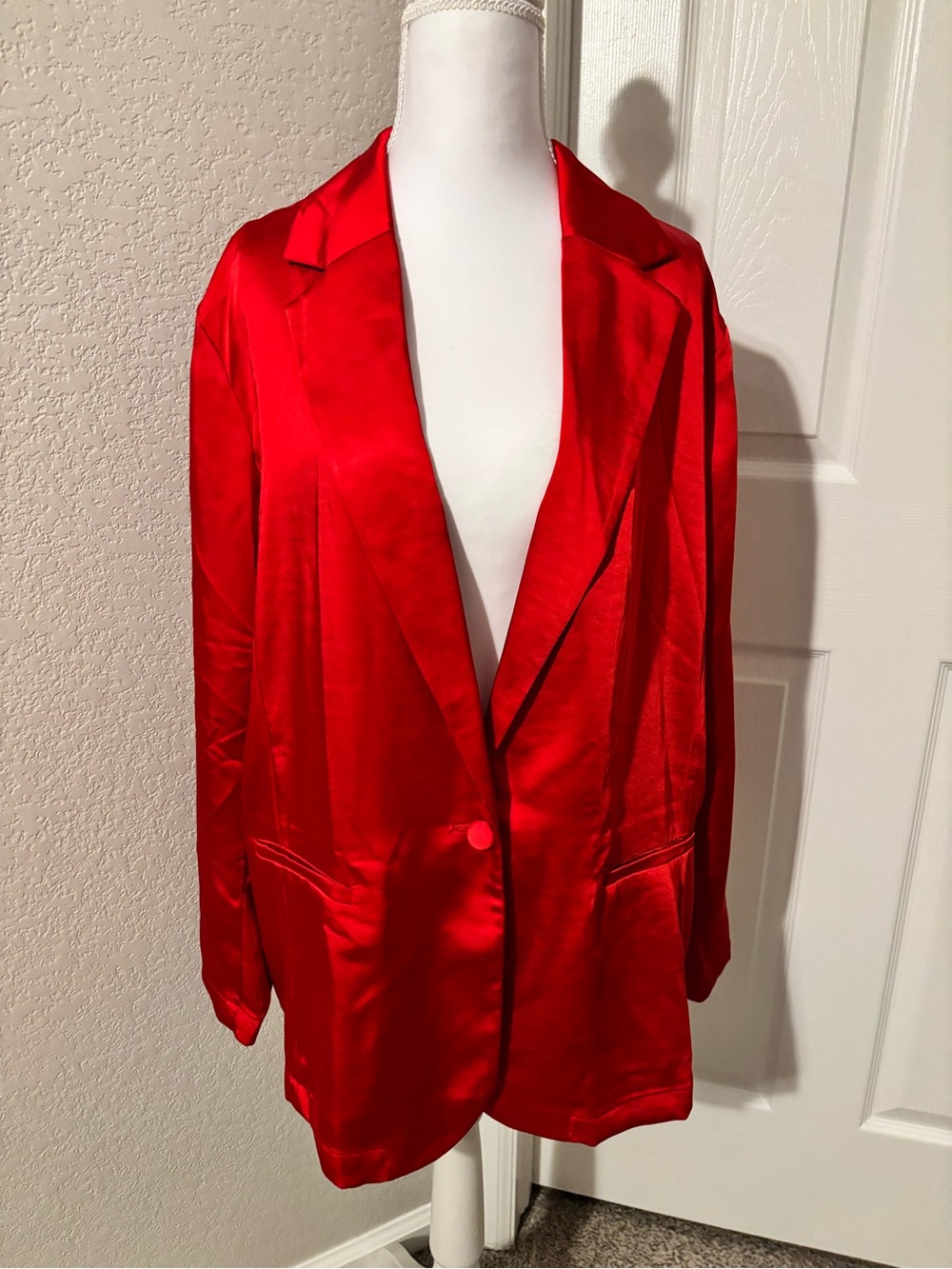 a new day Red Satin Single-Button Blazer